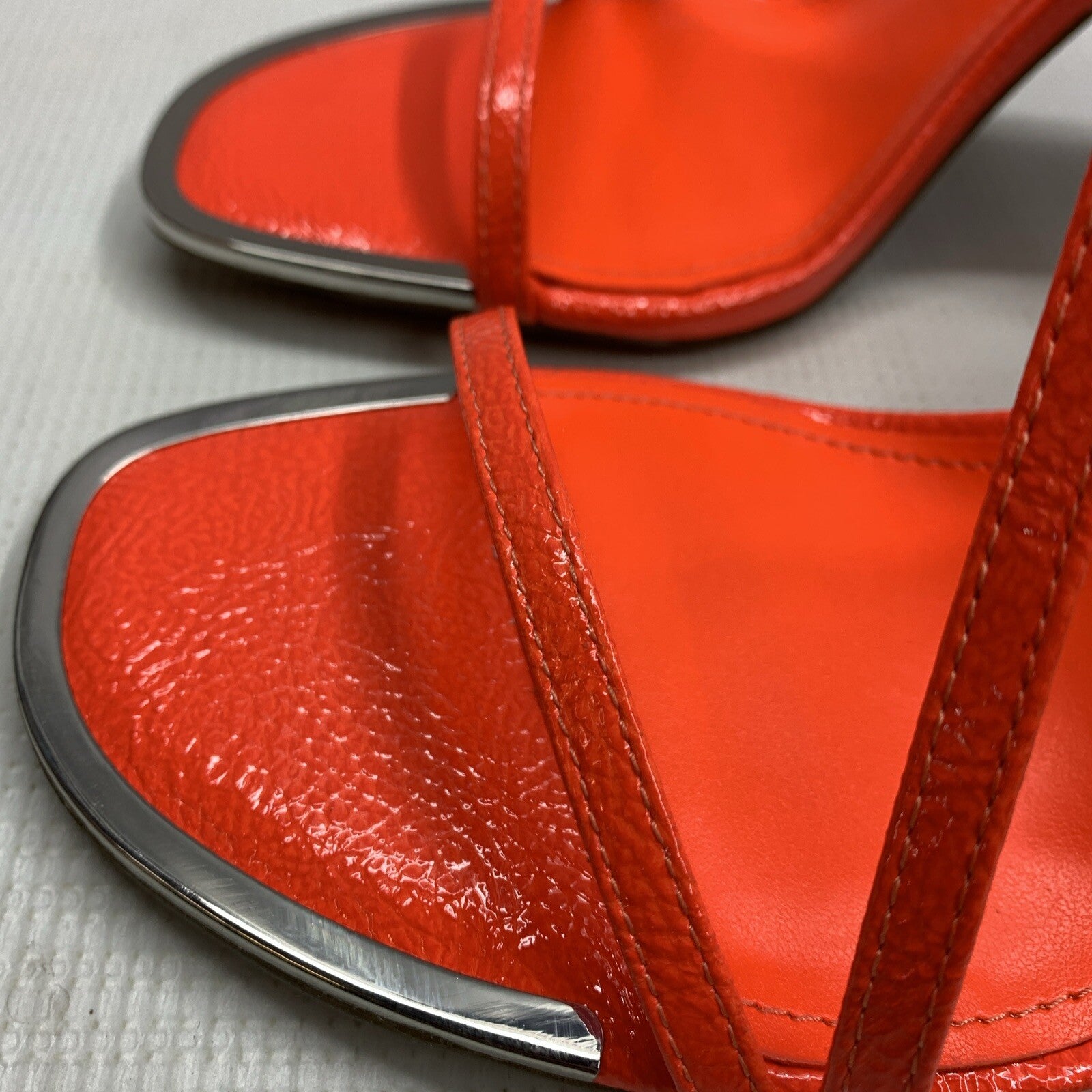 DKNY Women's Open Toe Diaganol Strap Heel Heeled Sandal High Sand 10M Orange