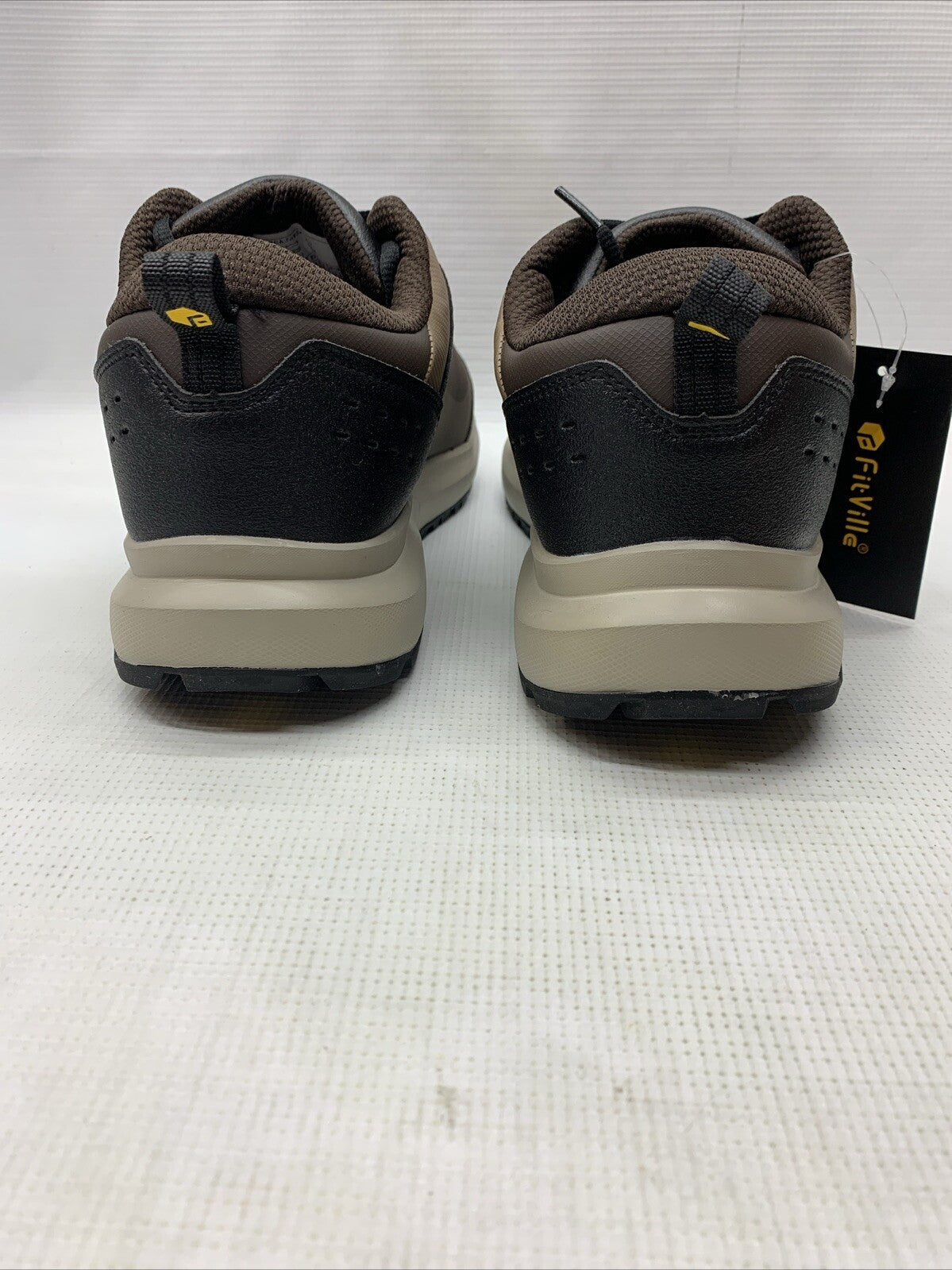 FitVille Mens Size 10.5EW Wide Hiking Outdoor Shoes Soft Toes Arch Support Brown