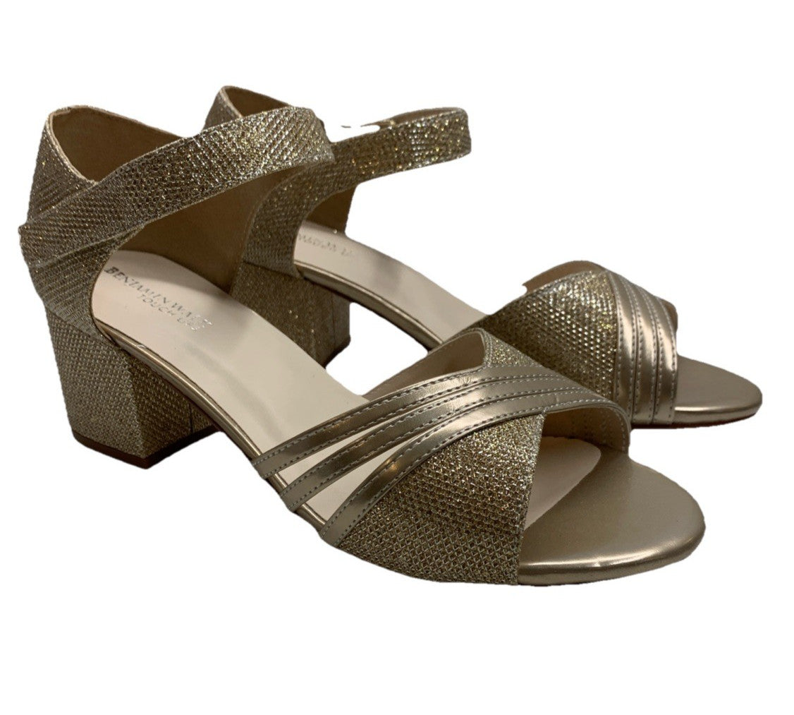 Touch Up Foster Womens' Heeled Sandals Gold 4679W Size 9W Hook & Loop Open Toe