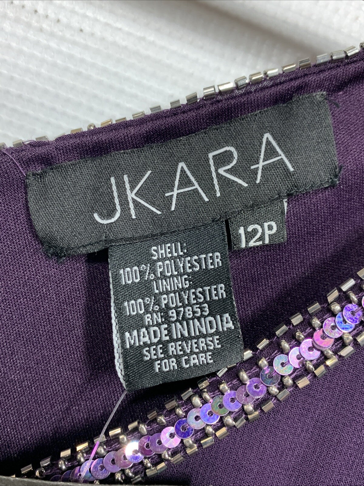 J Kara Women's Caplet Short Cocktail Beaded Party Dress Size 12P Pull On Purple