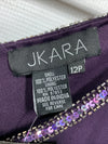 J Kara Women's Caplet Short Cocktail Beaded Party Dress Size 12P Pull On Purple