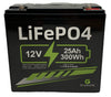GreenOE LiFePO4 12V 25Ah 300Wh Battery Pack LFP25-12 Deep Cycle Rechargeable