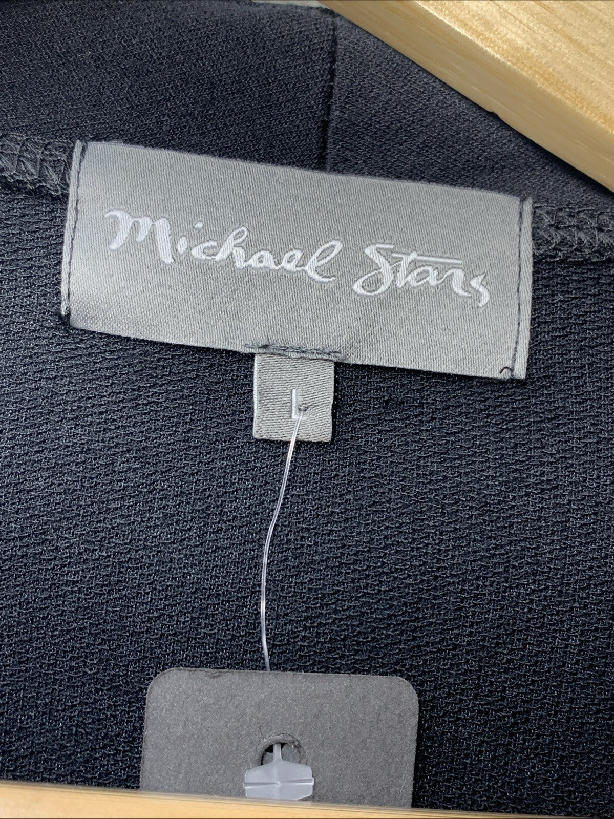 Michael Stars Women’s Faux Leather Patchwork Open Front Cardigan LG Long Sleeve