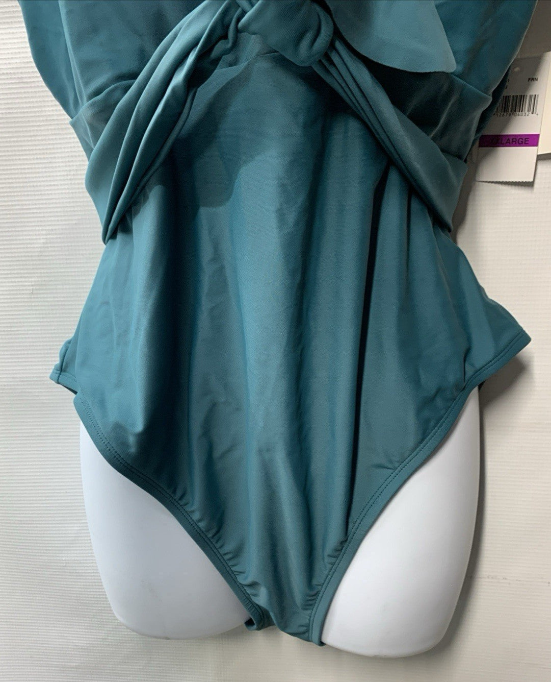 Rebecca Virtue Women's Kelly Ruffle One Piece Swimsuit Plunge Teal XXL Swimwear