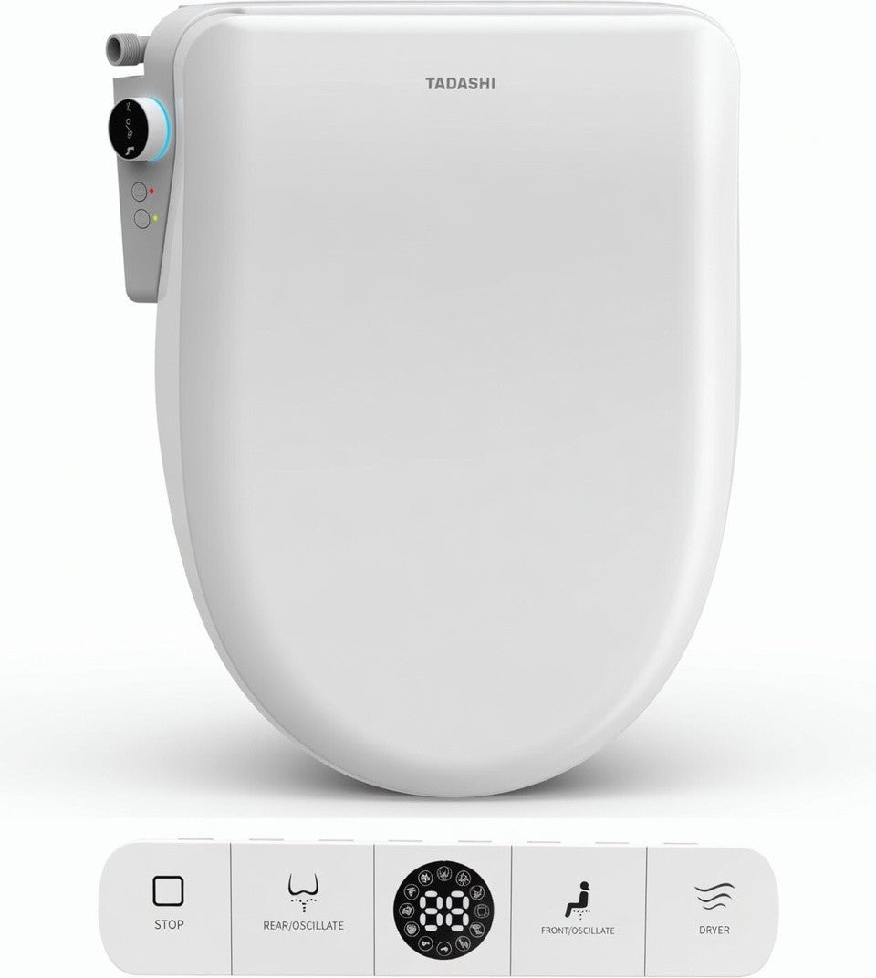 Tadashi Bidet Toilet Seat Elongated, Heated Toilet Seat, Instant Warm Water