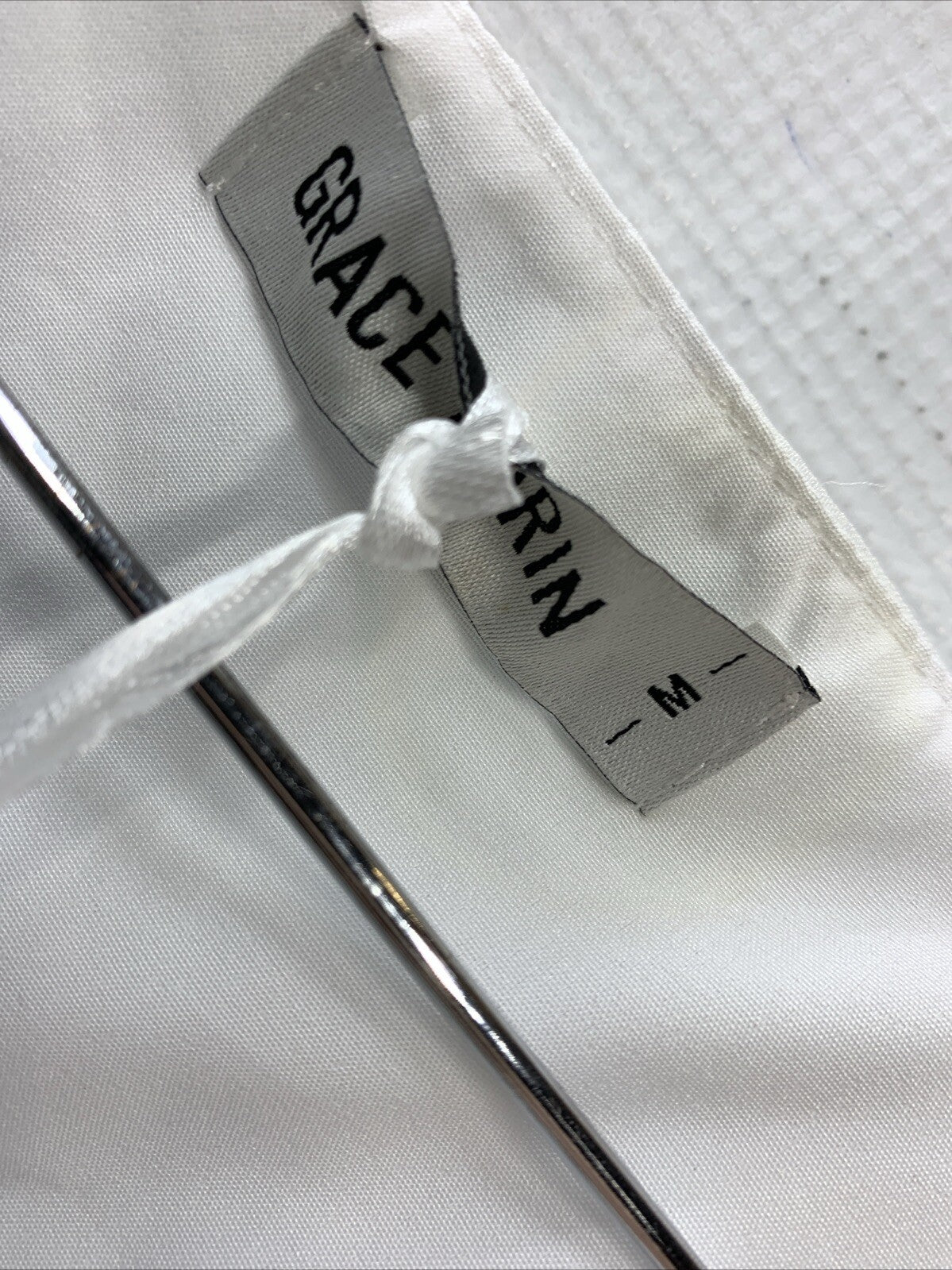 GRACE KARIN Blouse Women Swiss Dot A-Line Tops Short Sleeve V-Neck Size M White