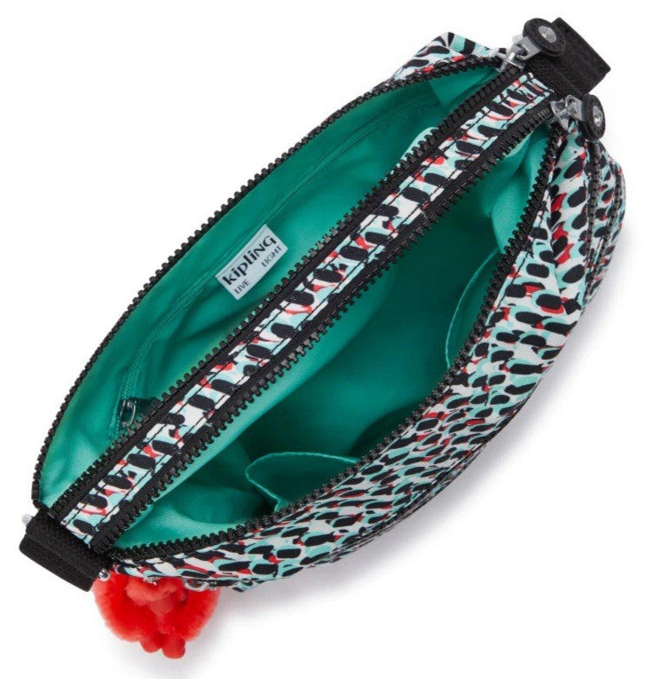 Kipling Alvar HB6141 Abstract Print Crossbody Shoulder Bag Monkey & Zippers