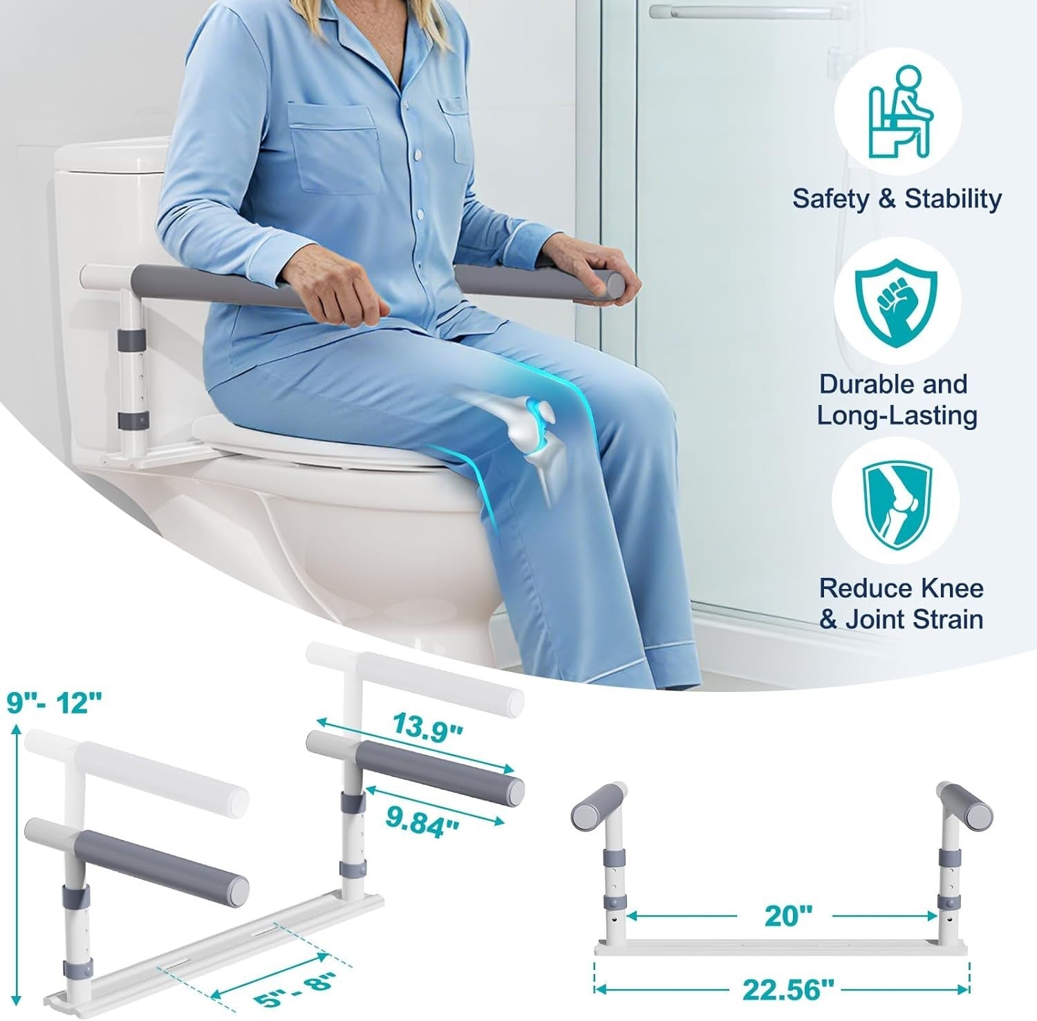 Toilet Safety Rails Seniors Height Adjustable Toilet Safety Frame Grab 500 LBs