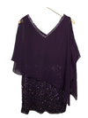 J Kara Women's Caplet Short Cocktail Beaded Party Dress Size 12P Pull On Purple