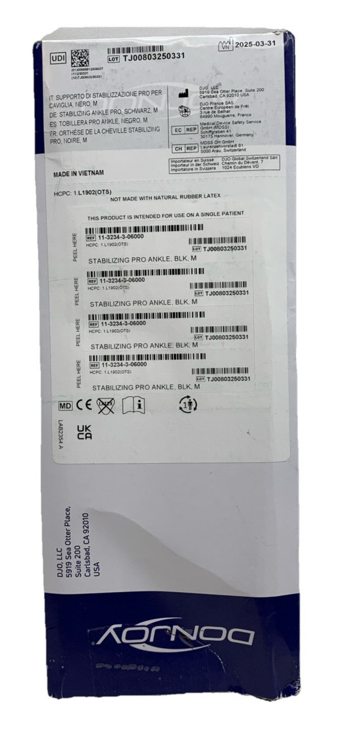 DonJoy Stabilizing Pro Ankle Support Brace Black, Medium Lightweight Low-profile