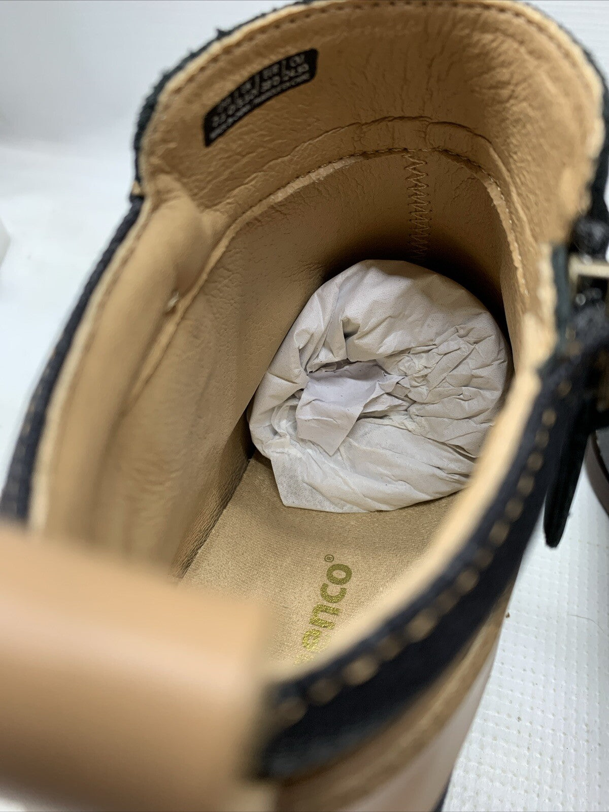 Spenco Waco Dove Creek Black Ankle Boots Womens Size 7.5 Leather Upper Side Zip