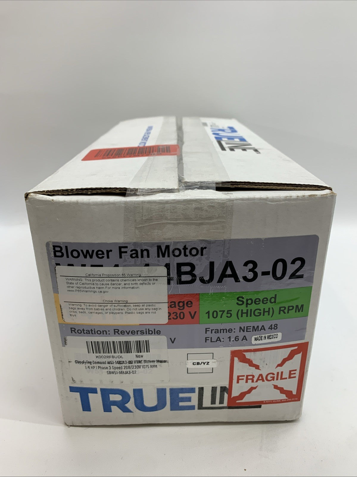 W51-14BJA3-02 HVAC Blower Fan Motor 1/4 HP 1 Phase 3 Speed 208/230V 1075 RPM