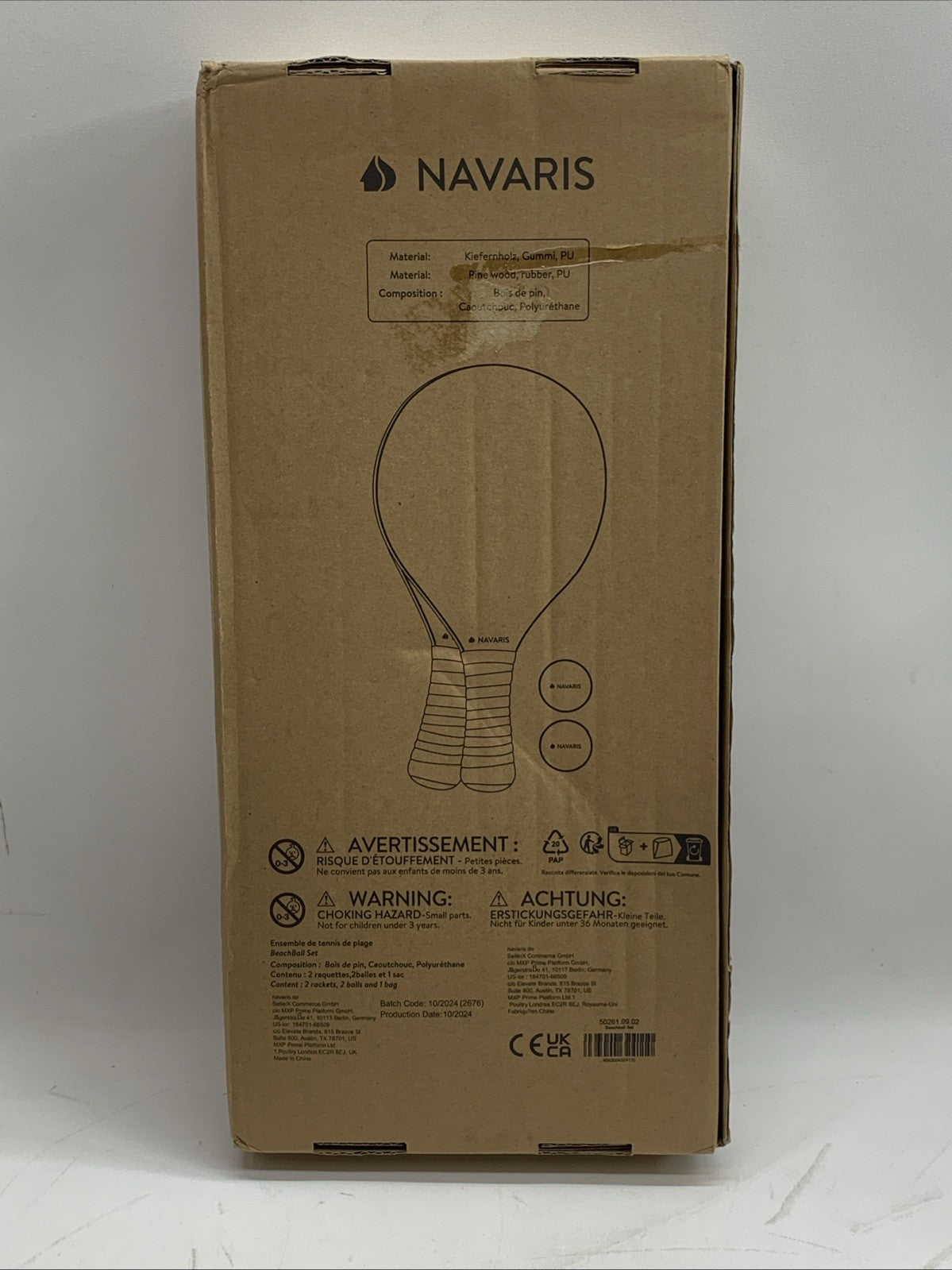 Navaris Wooden Beach Rackets Set Includes 2 Paddles and 2 Balls Red Outdoor