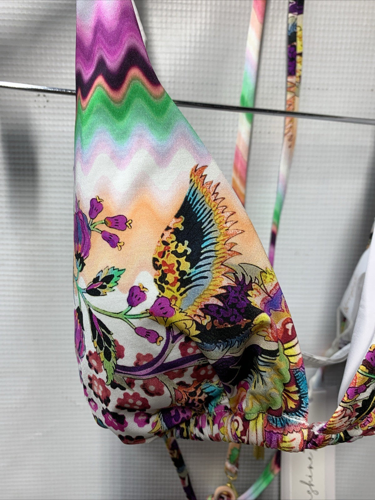 Sunshine 79 Women's Triangle Halter Bikini Swimsuit Top Sz 8 Tie Back Floral Mix