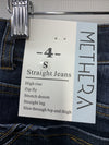 MetHera High Rise Jeans Straight Leg Stretch Denim Size 4S Long Pants Zip Fly