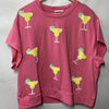 Emily Margaritas Pink On-The-Go Polyester Blend Loungewear Short Shirt Set Large