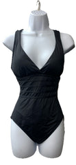 La Blanca Swimsuit Island Goddess Multi-Strap Cross-Back 1-Piece, Size 6, Black