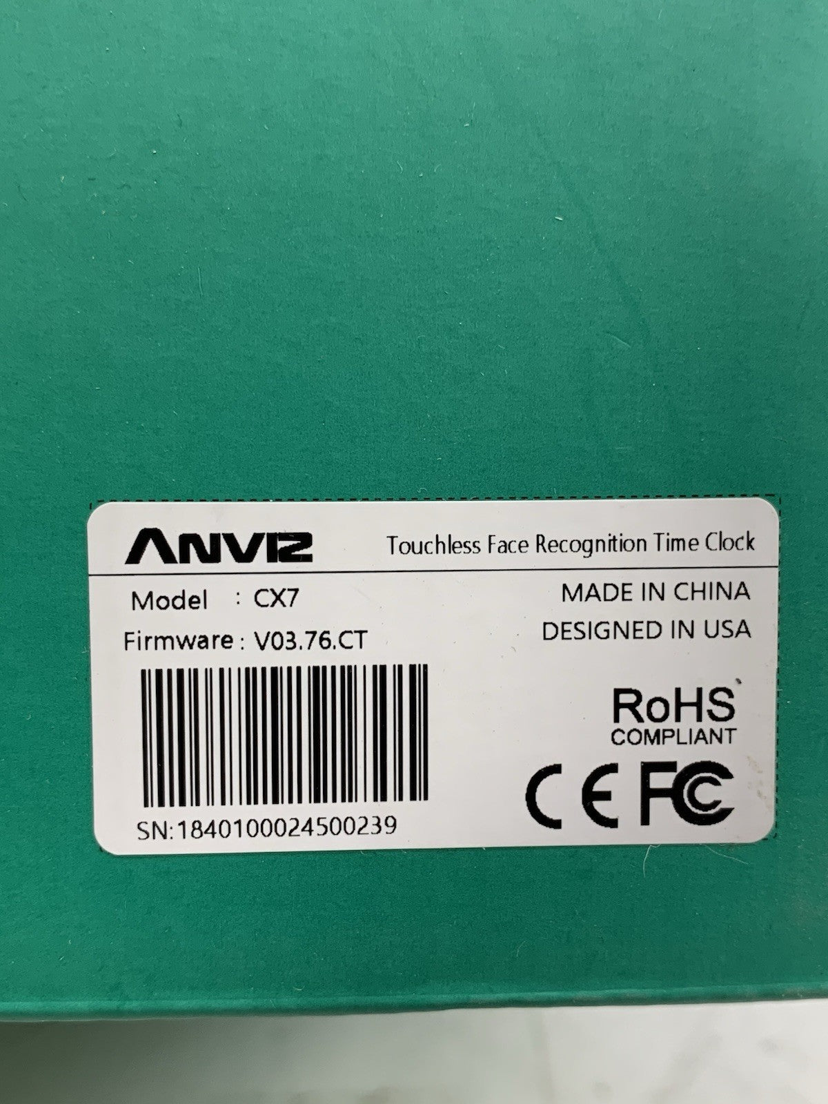 Anviz CrossChex Cloud CX7 Touchless Face Recognition Time Clock for Employees