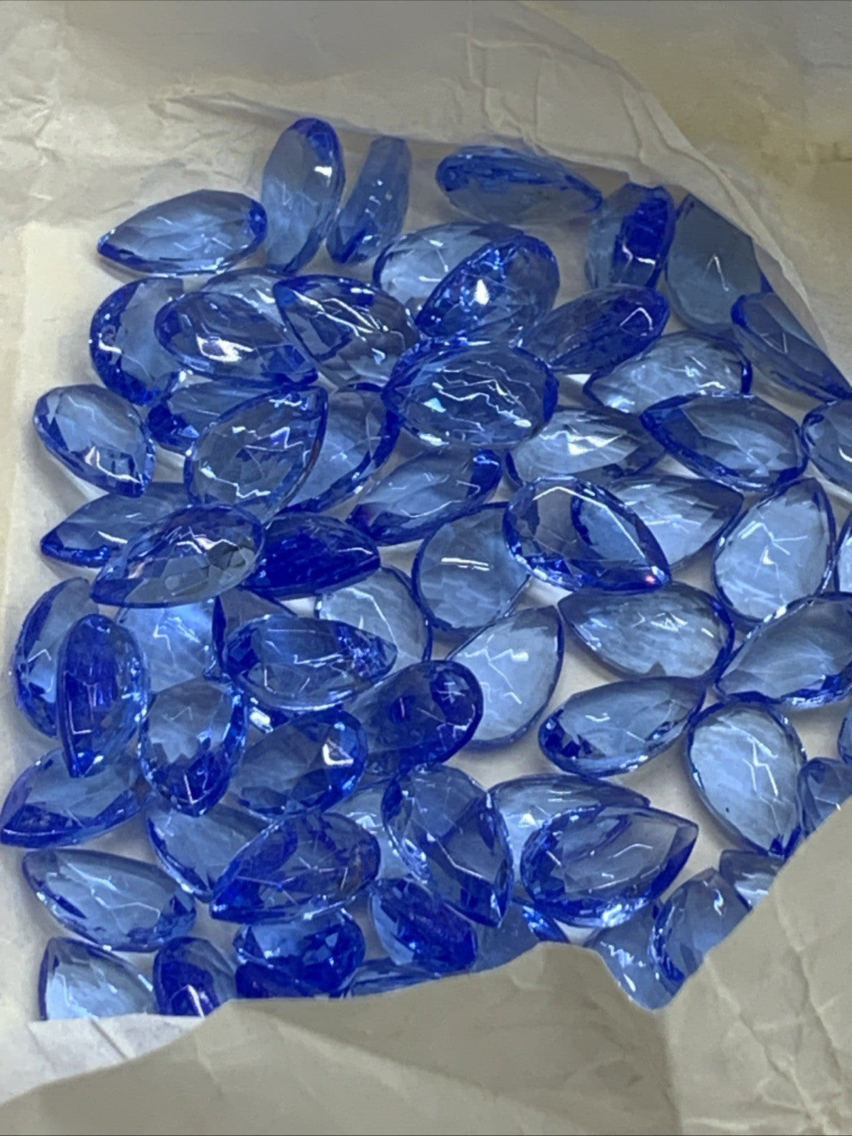 120 Vintage Glass Crystal Square/216 LT Sapphire TTC pears Made Western Germany