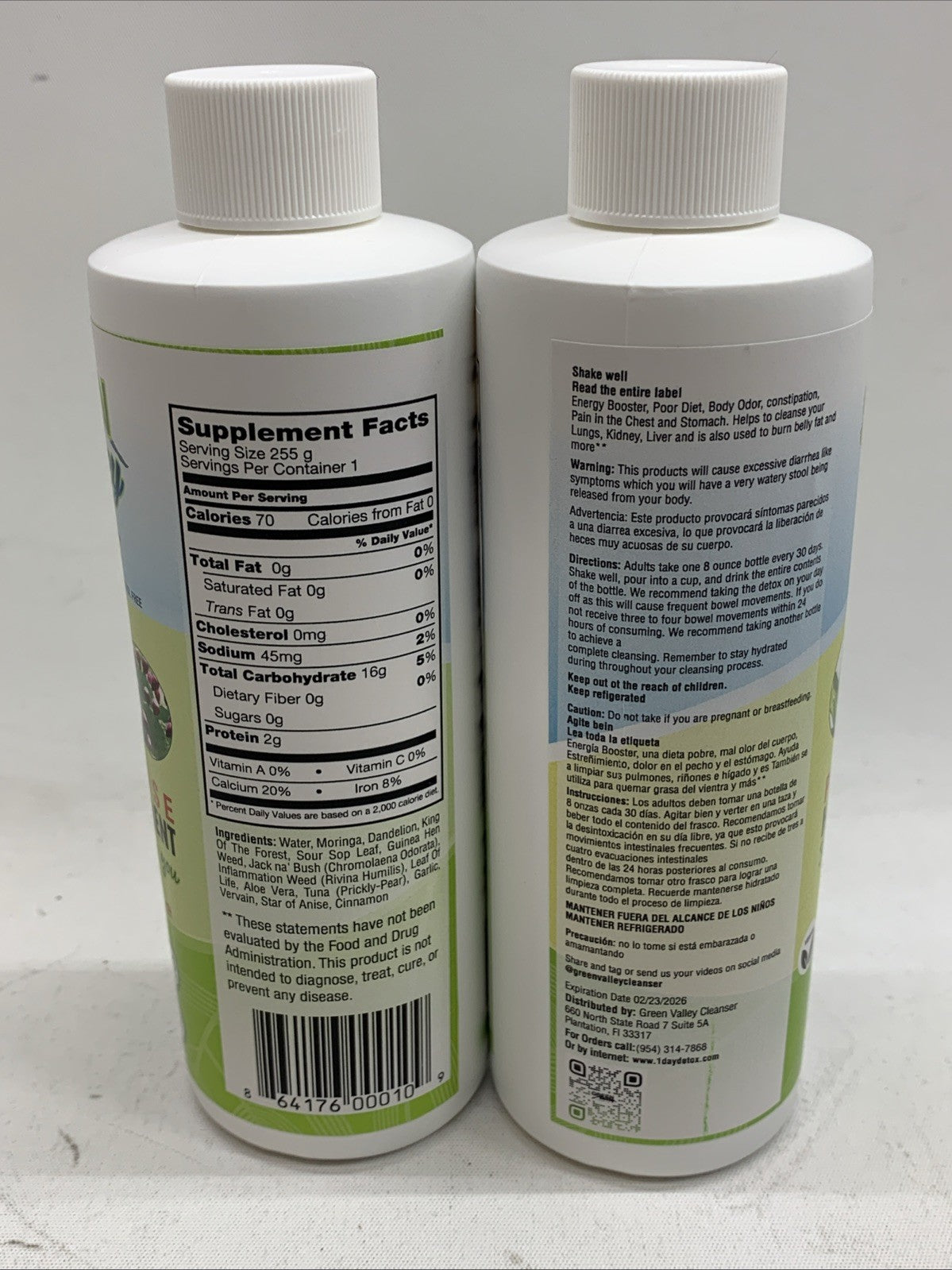 Green Valley Cleanser 1 Day Detox Power House Herbal Supplement 8 fl oz Lot Of 2