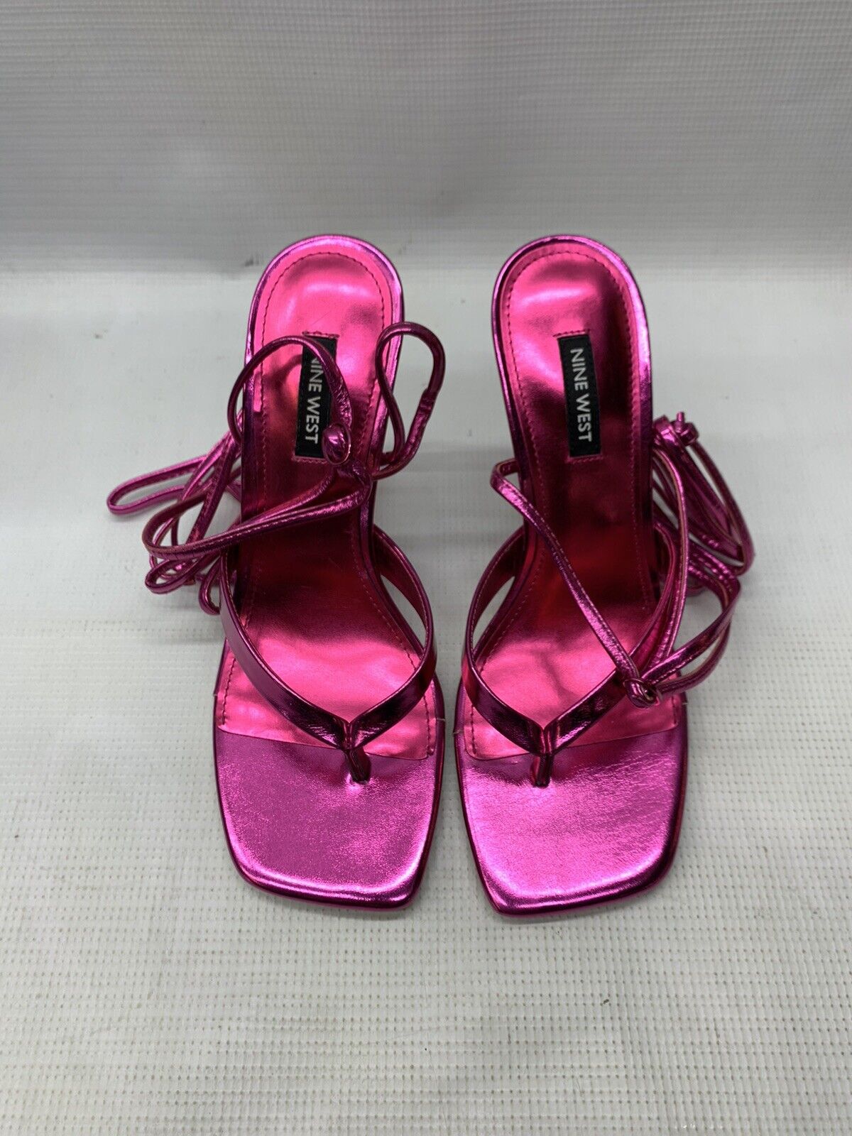 Nine West Women's Terrie Ankle Wrap Heeled Sandal Dark Metallic Pink | Prom 7.5