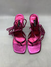 Nine West Women's Terrie Ankle Wrap Heeled Sandal Dark Metallic Pink | Prom 7.5