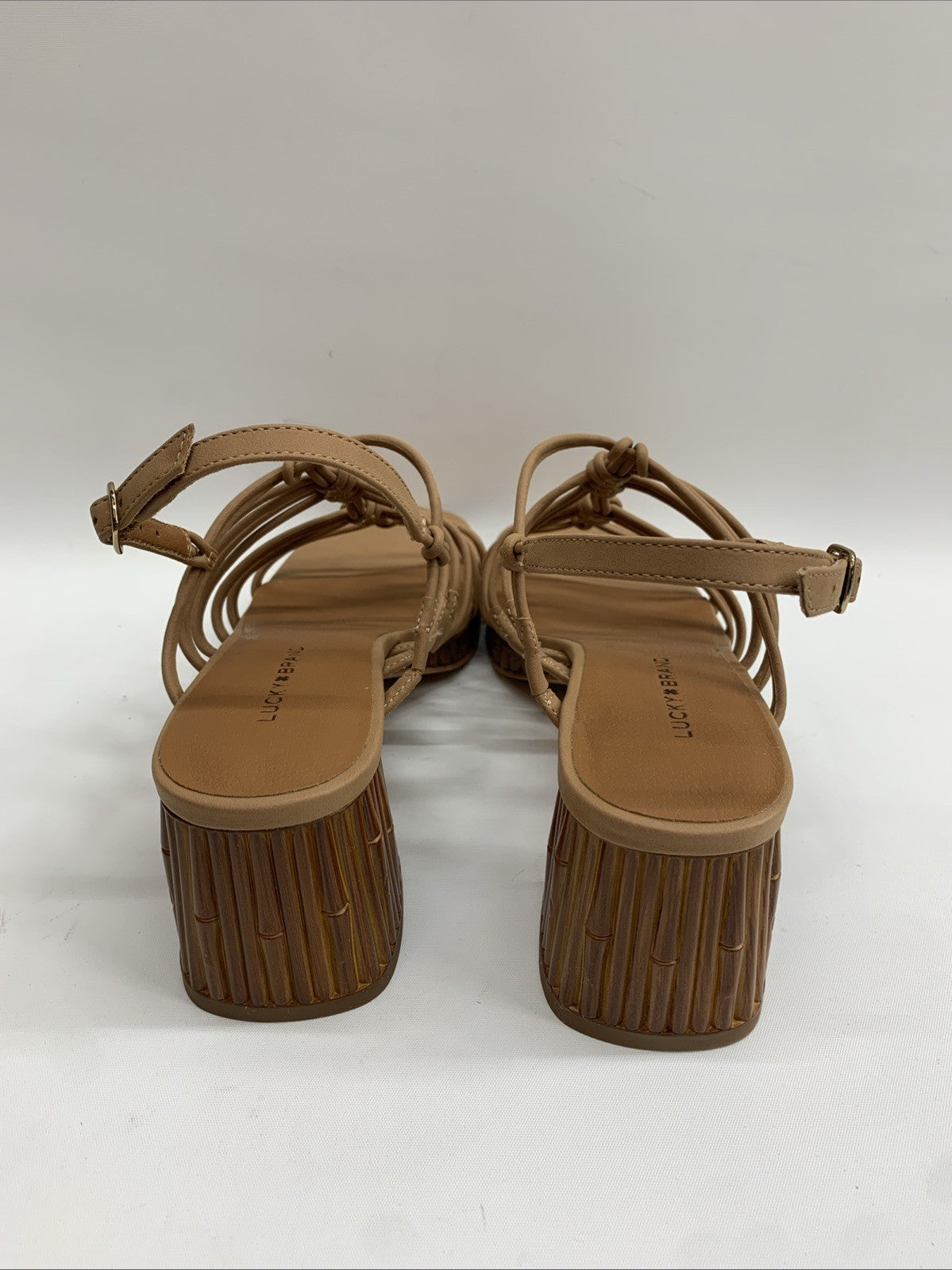 Lucky Brand Womens Bassie Buckle Faux Leather 0310LK1650 Heels Shoes Tan 6.5M