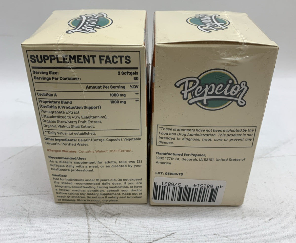 Pepeior UROLITHIN A 3in1 Proprietary Blend 2000mg 120 Softgels Supplement 2 Pack