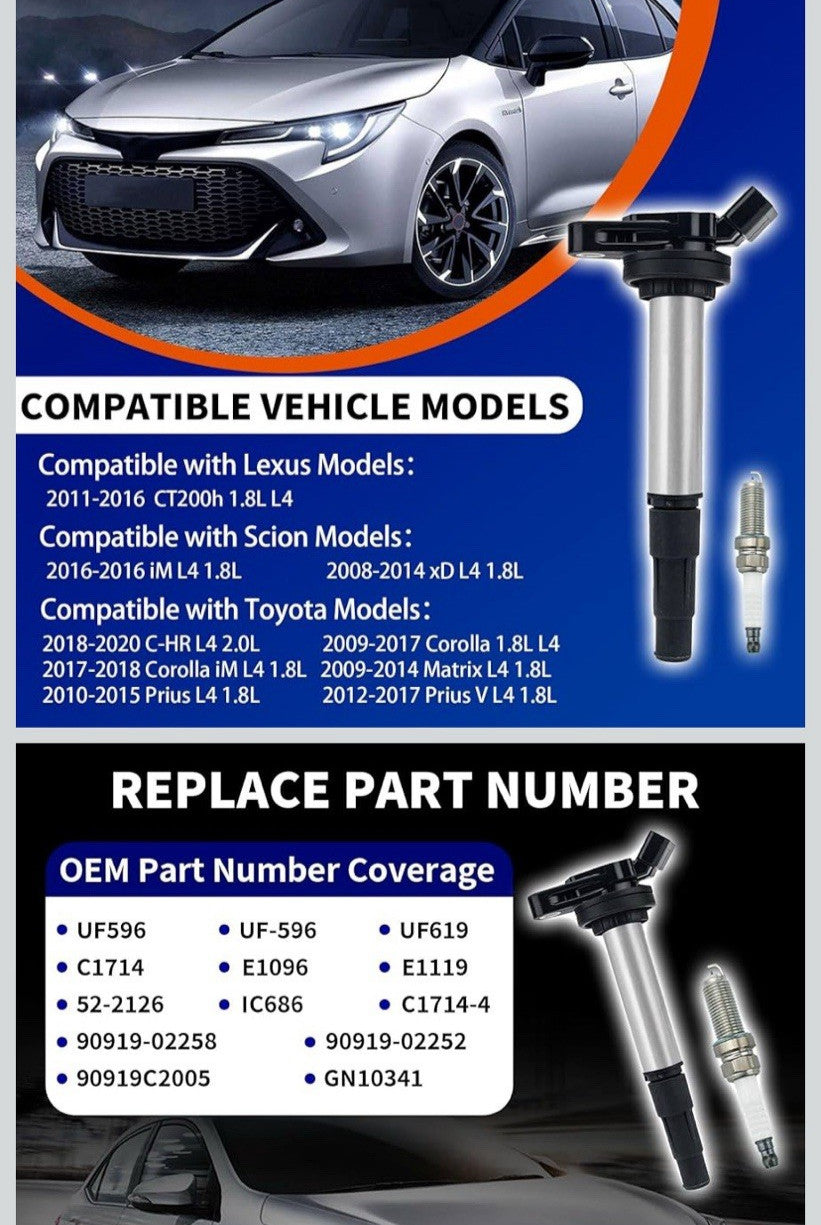 RARAYC Ignition Coil Pack Leak-proof EMI/RFI & Double Iridium Spark Plugs 4 Pack