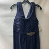 Alex Evenings Womens Long Cowl Neckline Mother of The Bride Dress Navy Size 16p