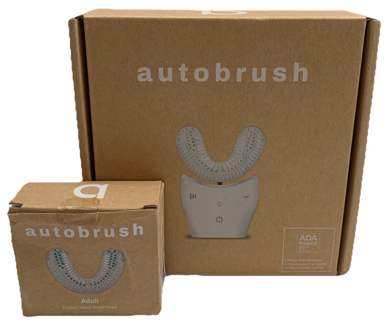 Autobrush Sonic Pro U Shaped Adult White Electric Toothbrush Double Sided Head