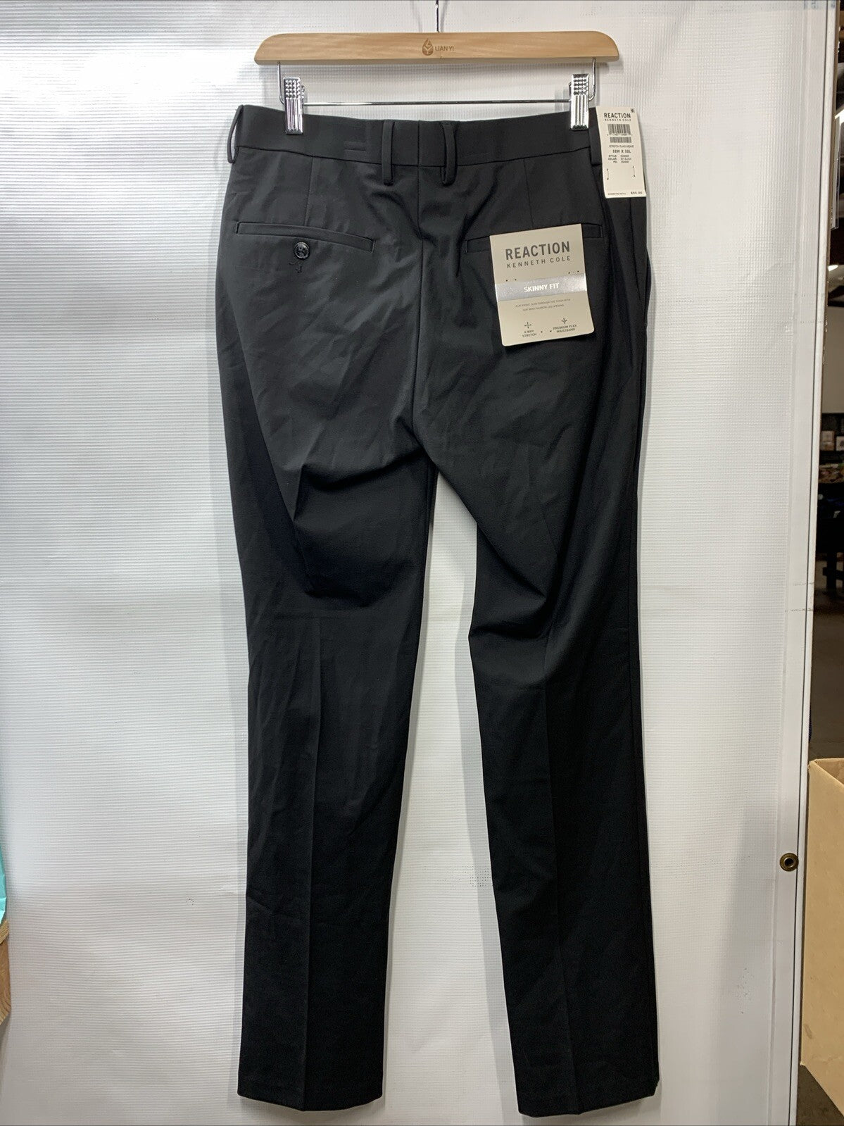 Reaction Kenneth Cole Mens Navy Skinny Fit Stretch Flex Waistband Pants 34x30