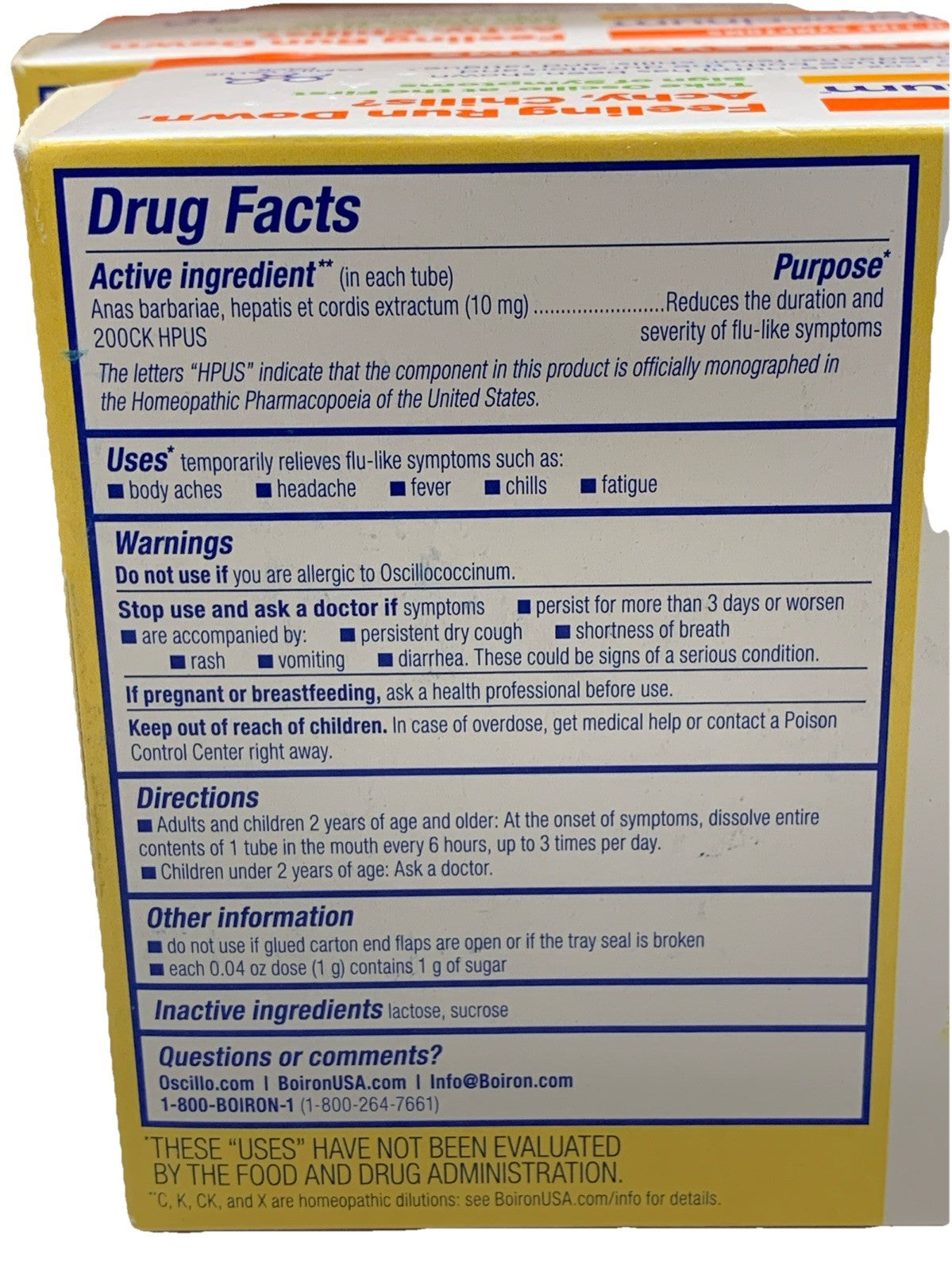 Boiron Oscillococcinum Homeopathic Medicine Flu-like Symptoms 30 Doses - 2 Pack