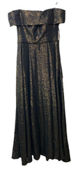 Alex Evenings Off Shoulder Jacquard Long Dress Elegant Size 10 with Pockets