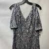Alex Evenings Women's Long Sequin Dress with Flutter Sleeves V-neck Size 16