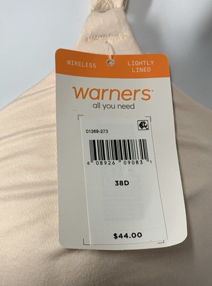 Warner's Women's Cloud 9 Super Soft Wireless Lightly Lined Comfort Bra Size 38D
