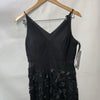 Xscape Sheer Matte Jersey Lace V-Neck Floral Appliques Floor Length Dress 6P