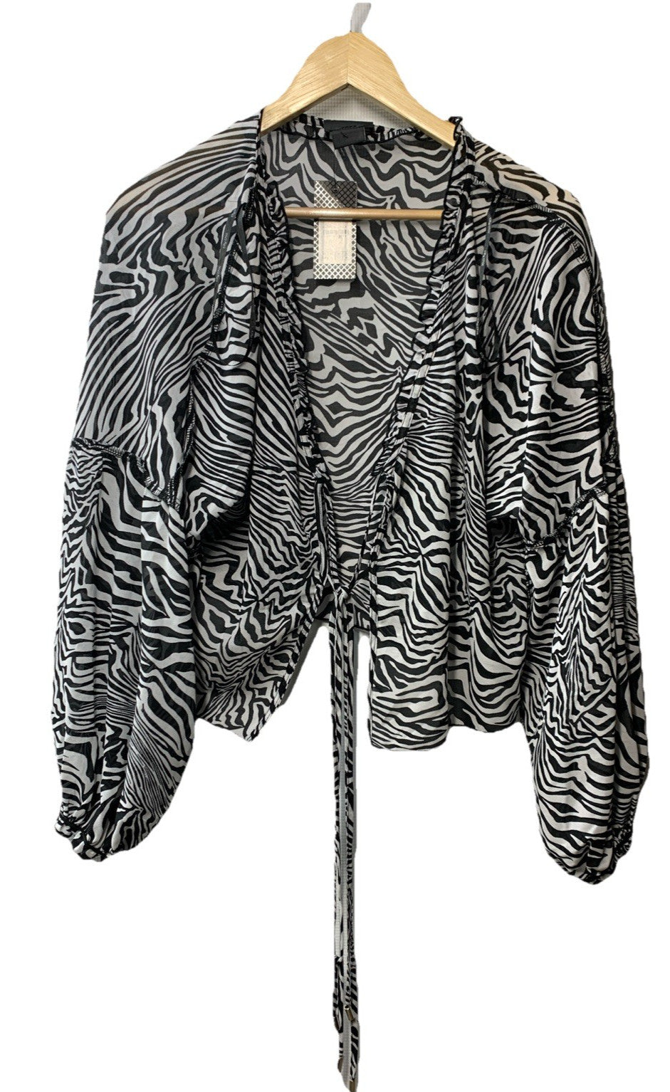 City Chic Women's Plus Size Top Corina V-neckline Zebra Full length Sleeve Sz 12