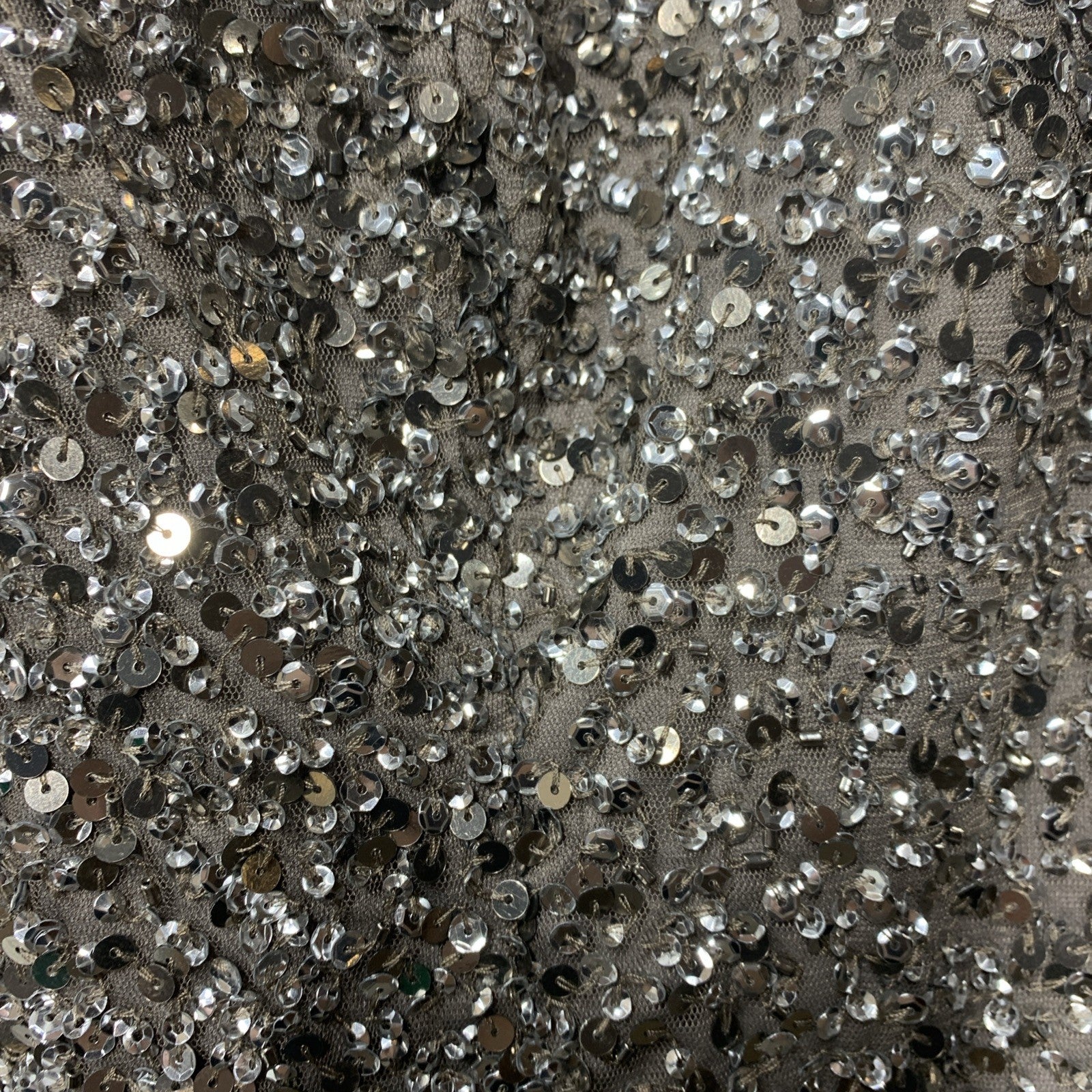 Adrianna Papell Women's Light Sliver Beaded Illusion Column Evening Gown Size 10