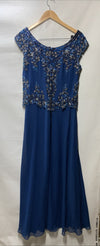 J Kara Women's Cap Sleeve Beaded Top Long Dress Formal Party Timeless Size 6