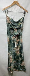 Petal and Pup Women's Marea Satin Slip Dress 79206 Size 4 Green Floral print