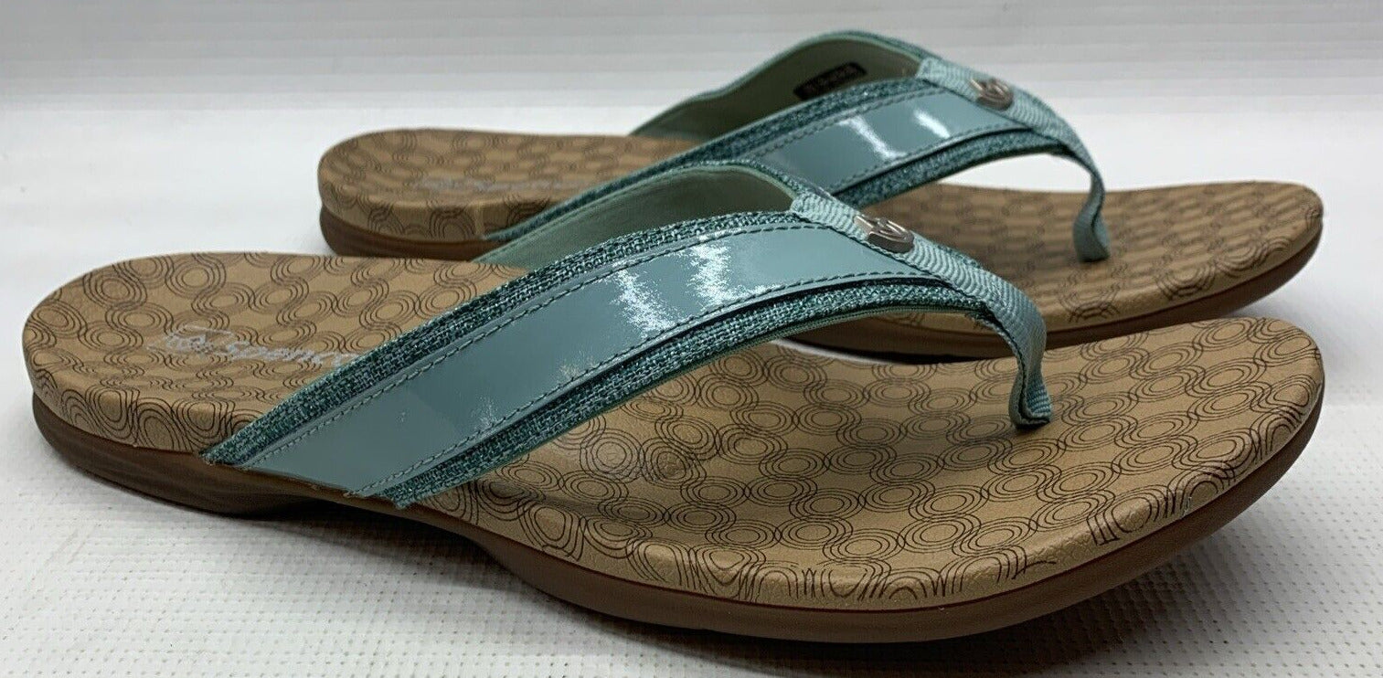 Spenco Orthotic Women's Cabo Flip-Flop Size US 12D Aqua Leather/Textile Upper