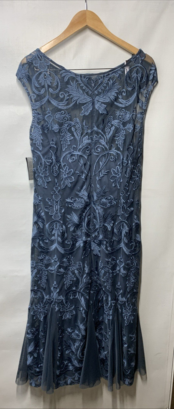 Alex Evenings Womens Short Embroidered Cocktail Party Dress Size 16 Vintage Blue