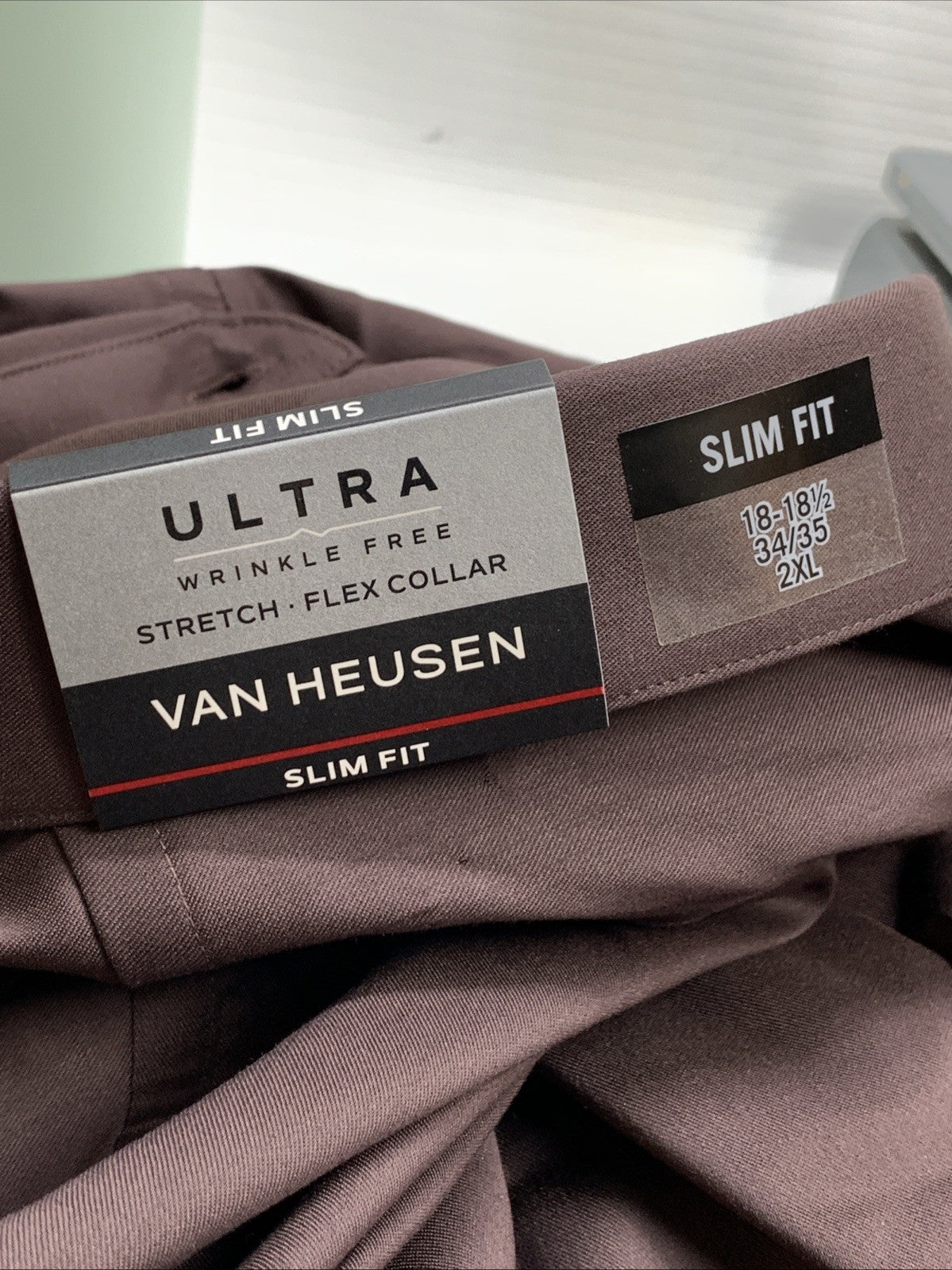 Van Heusen Men's Dress Shirt Slim Fit Flex Collar Stretch Solid 2XL Long Sleeve