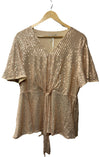GRACE KARIN 2023 Women's Elegant Sequin V Neck With Tie Front Blouse Top Size XL