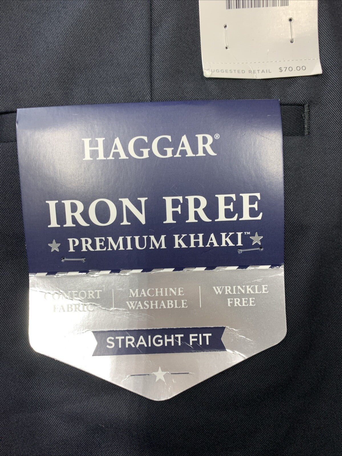 Haggar Men's Black Straight Fit Flat Front Dress Long Pants Size 33Wx30L
