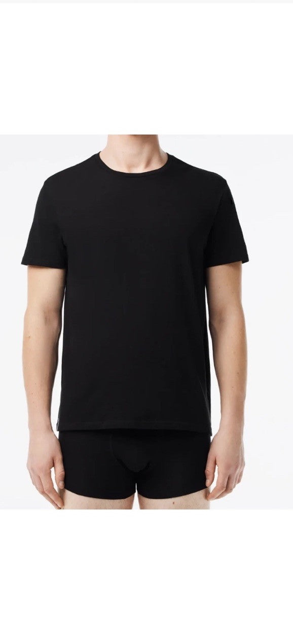 Lacoste Men's Comfort Crew Neck Tee 100% Cotton T-Shirt Black 3-Pack Size Large