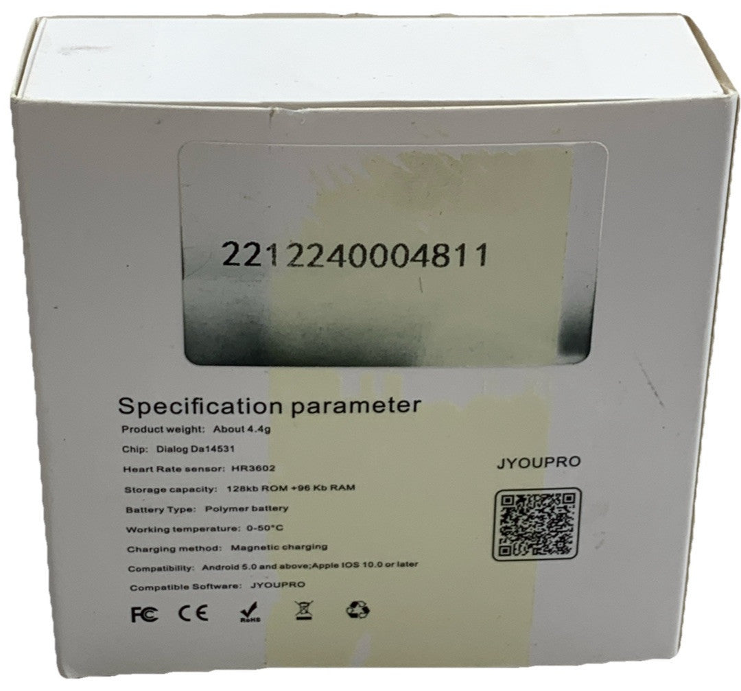 Smart Ring Size 7 Black HR3602 Wearable Heart Rate Blood Oxygen Fitness Tracker