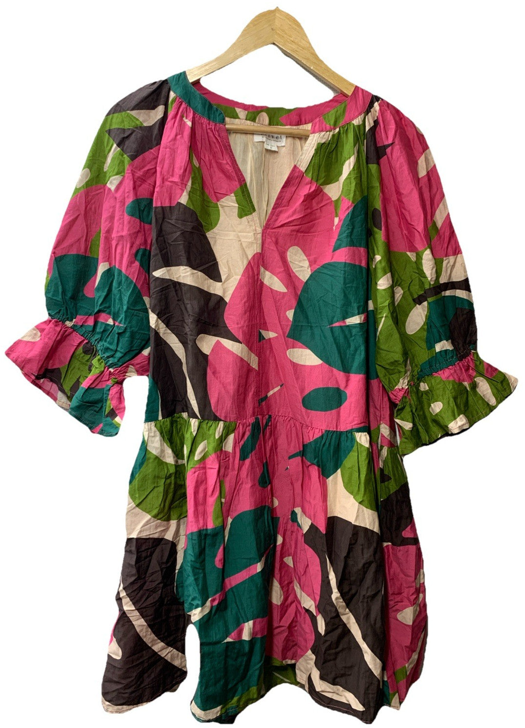 Velvet by Graham & Spencer women's Tracy printed silk cotton voile dress in size small, featuring a flowy, patterned design.