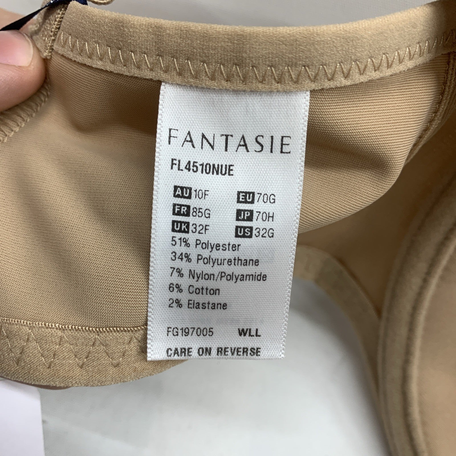 Fantasie NUDE Smoothing Molded T-Shirt Bra FL4510NUE Nude Size 32G Underwired